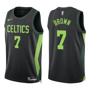 Celtics #7 Jaylen Brown Black City Swingman Jersey