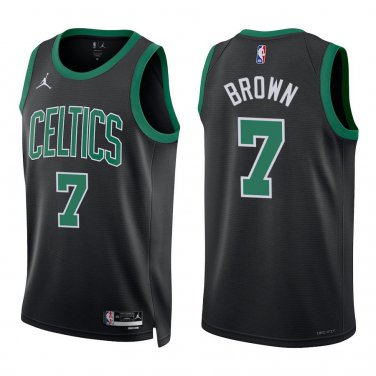 Celtics #7 Jaylen Brown Black Statement Swingman Jersey