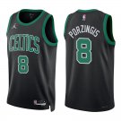 Celtics #8 Kristaps Porzingis Black Statement Swingman Jersey