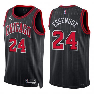 Chicago Bulls #24 Noa Essengue Black Stripes Jersey