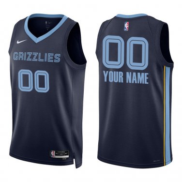 Grizzlies #00 Custom Name And Number Navy Swingman Jersey