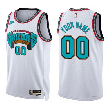 Grizzlies #00 Custom Name And Number White Classic Swingman Jersey