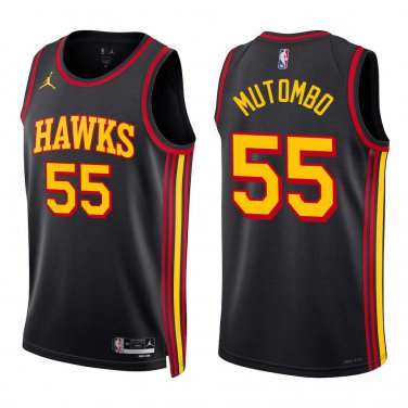 Hawks #55 Dikembe Mutombo Black Swingman Jersey