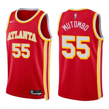 Hawks #55 Dikembe Mutombo Red Swingman Jersey
