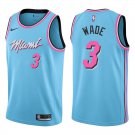 Heat #3 Dwyane Wade Light Blue Swingman Jersey
