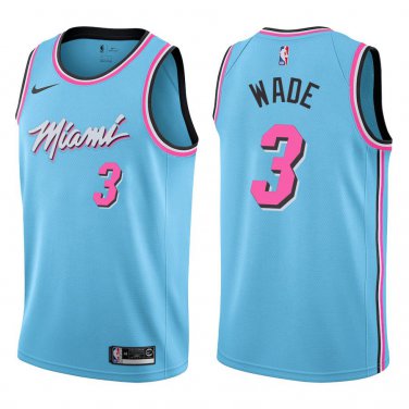 Heat #3 Dwyane Wade Light Blue Swingman Jersey