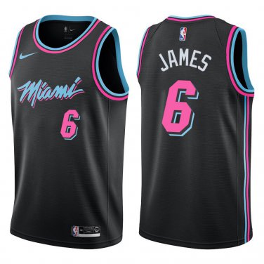 Heat #6 LeBron James Black City Swingman Jersey