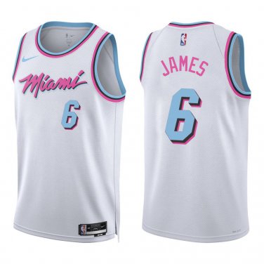 Heat #6 LeBron James White City Swingman Jersey