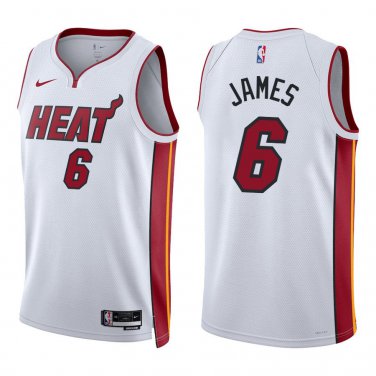 Heat #6 LeBron James White Swingman Jersey