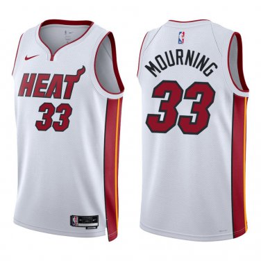 Heat #33 Alonzo Mourning White Swingman Jersey
