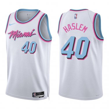 Heat #40 Udonis Haslem White City Swingman Jersey