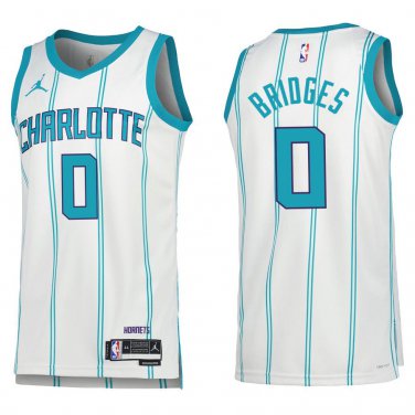 Hornets #0 Miles Bridges White Stripe Swingman Jersey