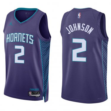 Hornets #2 Larry Johnson Purple Swingman Jersey