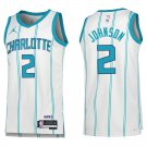 Hornets #2 Larry Johnson White Stripe Swingman Jersey