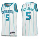 Hornets #5 Mark Williams White Stripe Swingman Jersey