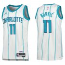 Hornets #11 Jusuf Nurkic White Stripe Swingman Jersey