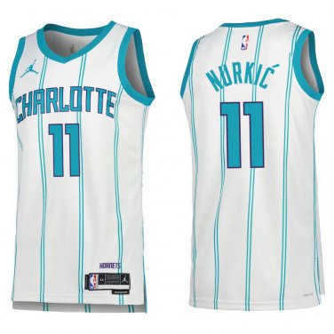Hornets #11 Jusuf Nurkic White Stripe Swingman Jersey