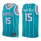 Hornets #15 Kemba Walker Teal Stripes Swingman Jersey