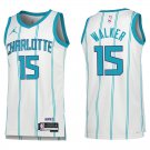 Hornets #15 Kemba Walker White Stripe Swingman Jersey