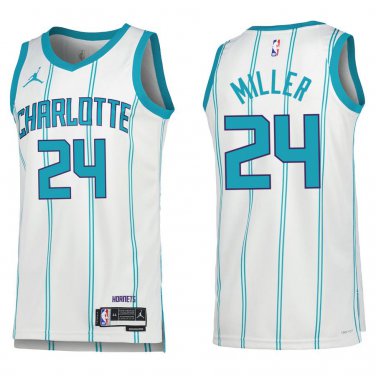 Hornets #24 Brandon Miller White Stripe Swingman Jersey