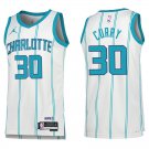 Hornets #30 Dell Curry White Stripe Swingman Jersey