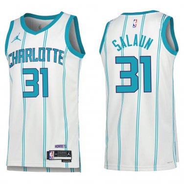 Hornets #31 Tidjane Salaun White Stripe Swingman Jersey