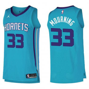 Hornets #33 Alonzo Mourning Teal Swingman Jersey