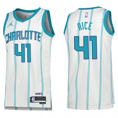 Hornets #41 Glen Rice White Stripe Swingman Jersey