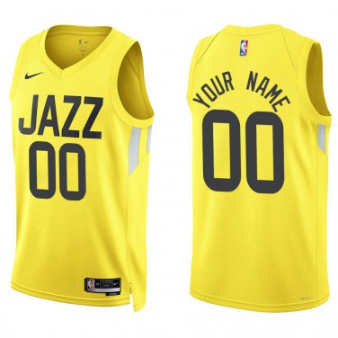Jazz #00 Custom Name And Number Gold Swingman Jersey