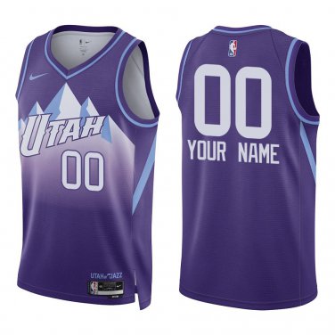 Jazz #00 Custom Name And Number Purple City Swingman Jersey