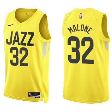 Jazz #32 Karl Malone Gold Swingman Jersey
