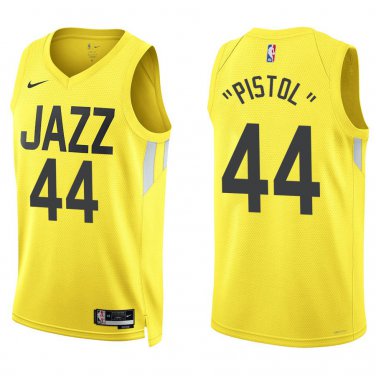 Jazz #44 Pete Maravich Gold Swingman Jersey