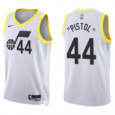 Jazz #44 Pete Maravich White Swingman Jersey
