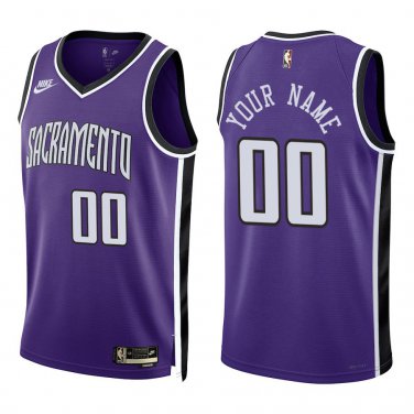 Kings #00 Custom Name And Number Purple Throwback Swingman Jersey