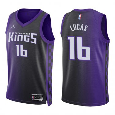 Kings #16 Jerry Lucas Black Purple Statement Swingman Jersey