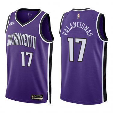 Kings #17 Jonas Valanciunas Purple Throwback Swingman Jersey