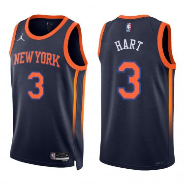 Knicks #3 Josh Hart Navy Swingman Jersey