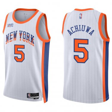 Knicks #5 Precious Achiuwa White City Swingman Jersey