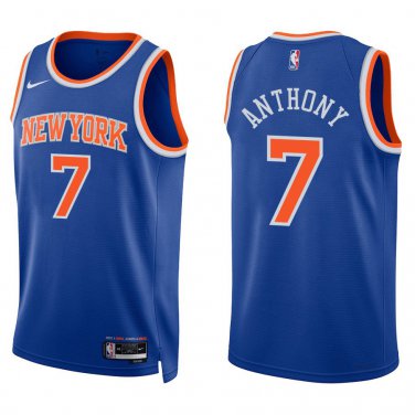 Knicks #7 Carmelo Anthony Royal Blue Swingman Jersey