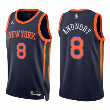 Knicks #8 OG Anunoby Navy Swingman Jersey