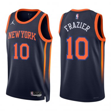 Knicks #10 Walt Frazier Navy Swingman Jersey