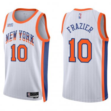 Knicks #10 Walt Frazier White City Swingman Jersey