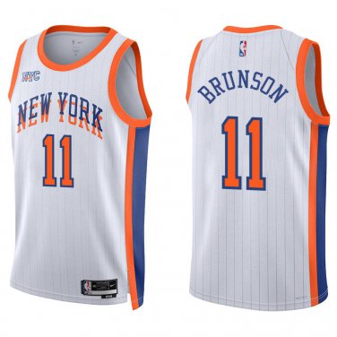 Knicks #11 Jalen Brunson White City Swingman Jersey