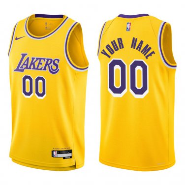 Lakers #00 Custom Name And Number Gold Swingman Jersey