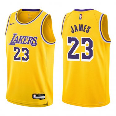 Lakers #23 LeBron James Gold Swingman Jersey