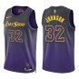 Lakers #32 Magic Johnson Black Purple City Swingman Jersey