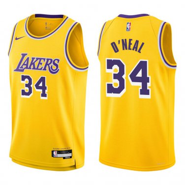 Lakers #34 Shaquille O'Neal Gold Swingman Jersey