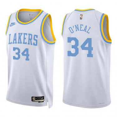 Lakers #34 Shaquille O'Neal White Classic Swingman Jersey