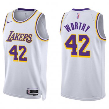 Lakers #42 James Worthy White Swingman Jersey