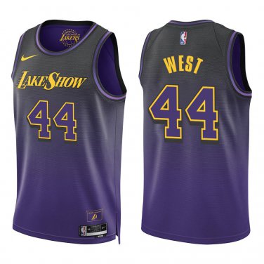 Lakers #44 Jerry West Black Purple City Swingman Jersey